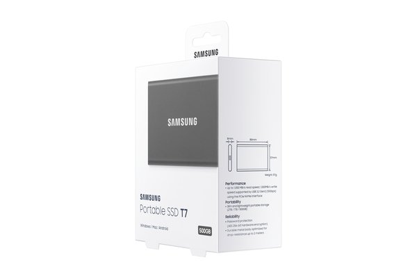 Samsung T7 500GB USB-C - External SSD, Grey