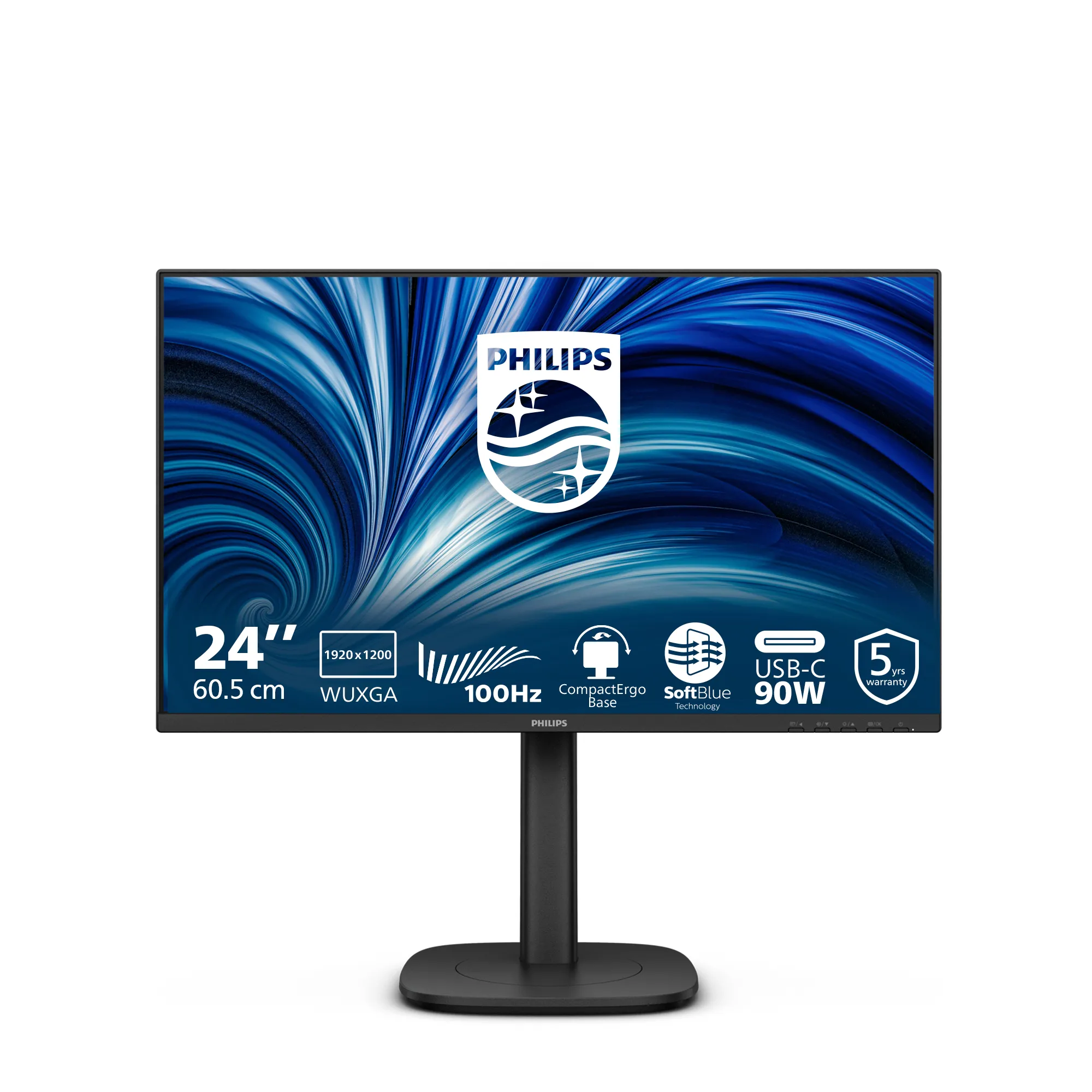 PHILIPS 24inch 1920x1200 100Hz IPS Flat H/A 150 MM USB C DOCKING DISPLAY Daisy chain DICOM TUV EyeSafe certified USB HUB SPEAKERS