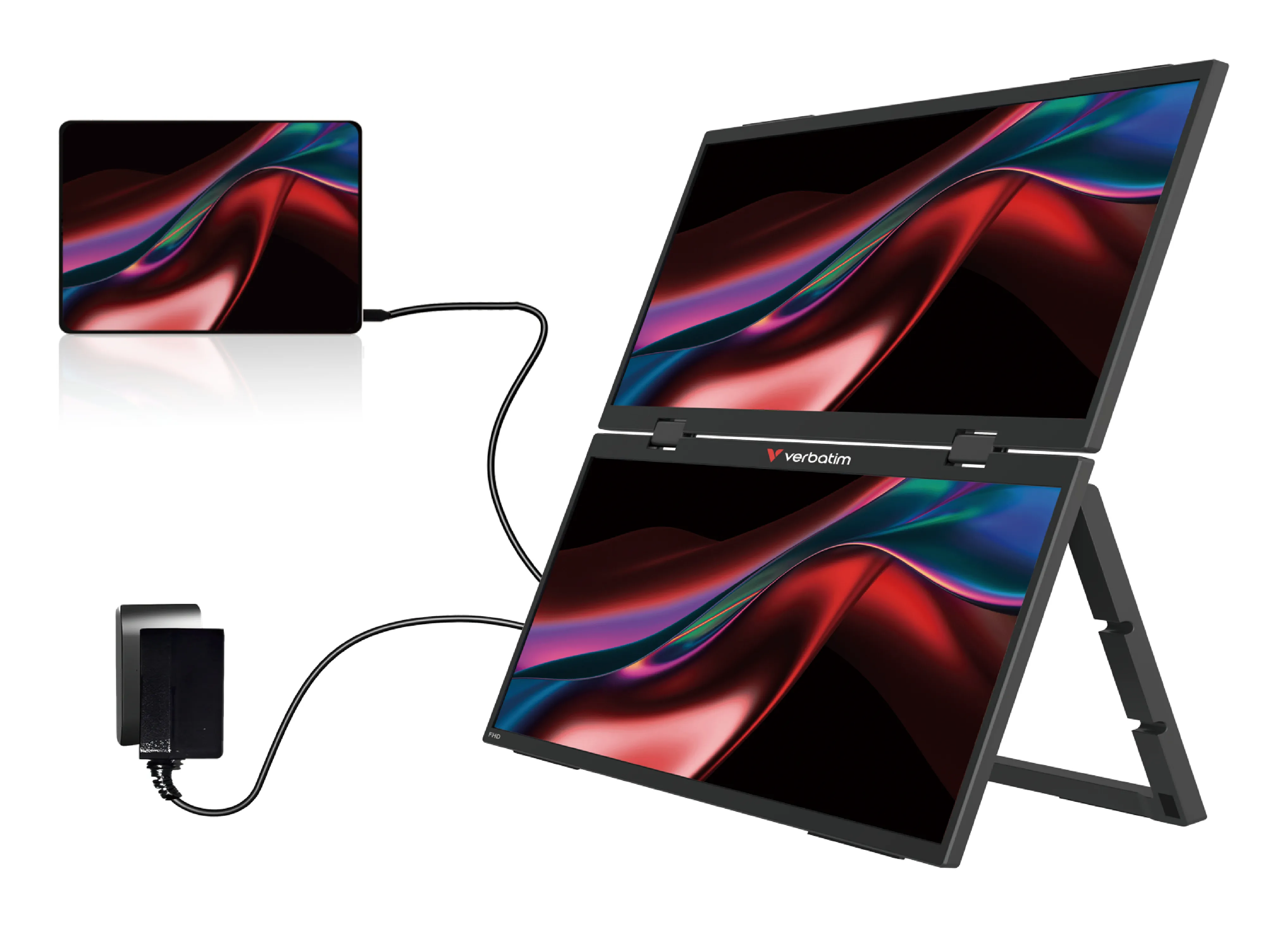 Verbatim Dual Monitor Essentials 32403 15.6" Full HD, IPS, HDR Portable Monitor with USB-C hub