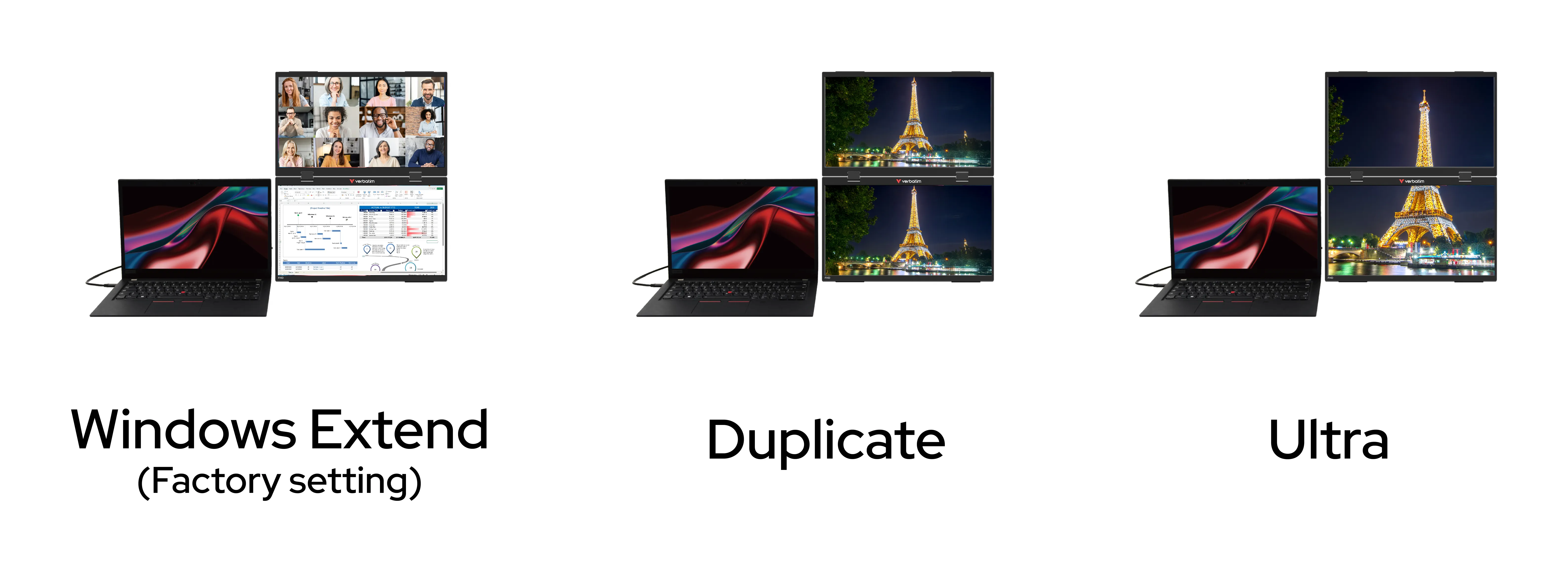 Verbatim Dual Monitor Essentials 32403 15.6" Full HD, IPS, HDR Portable Monitor with USB-C hub