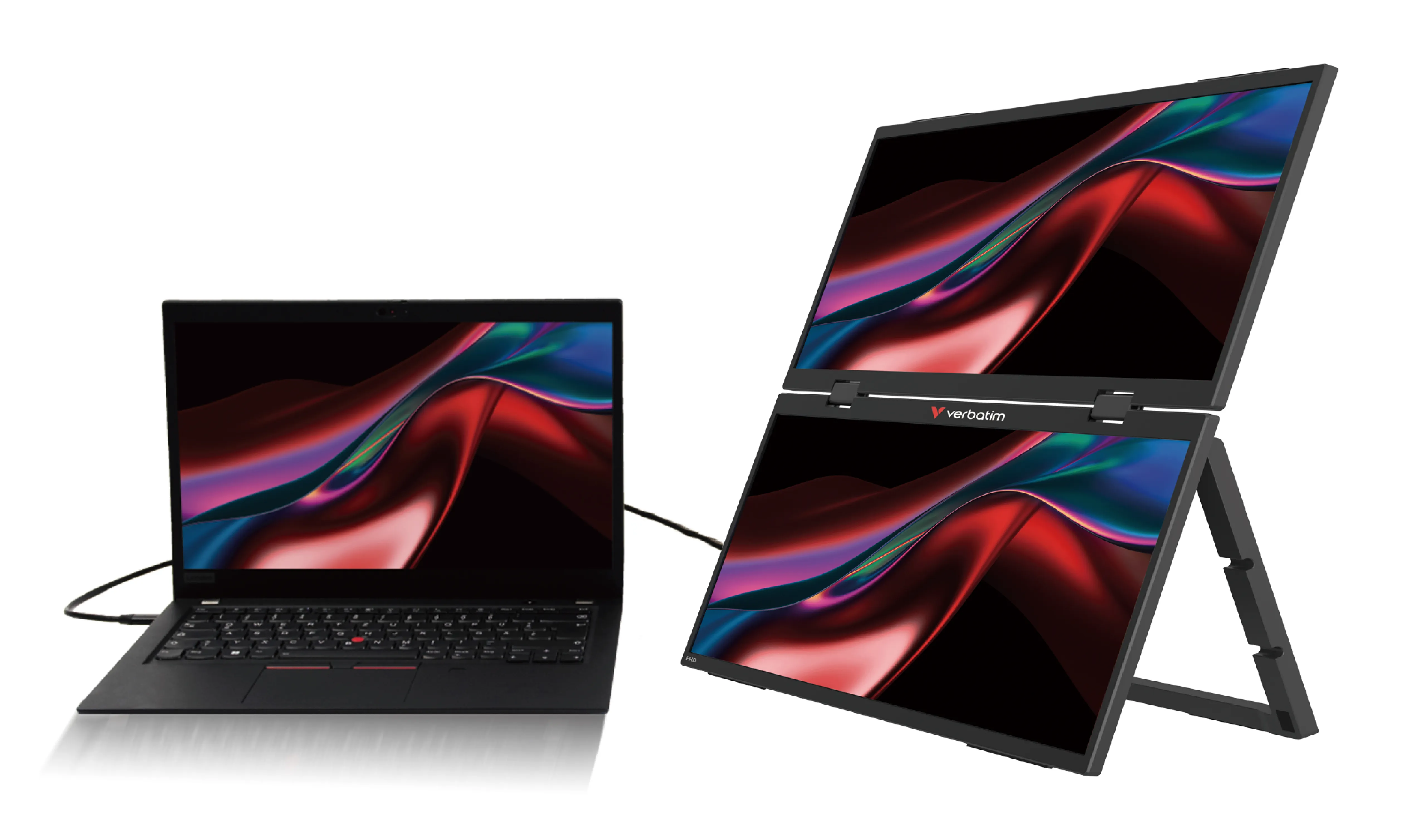 Verbatim Dual Monitor Essentials 32403 15.6" Full HD, IPS, HDR Portable Monitor with USB-C hub