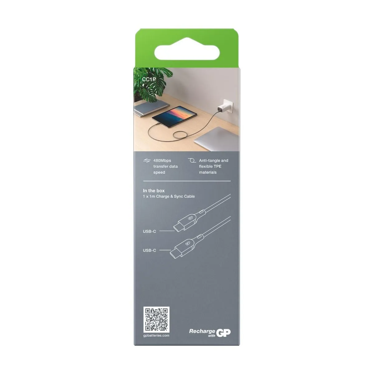 GP Cable USB-C to USB-C 60W CC1P 1m