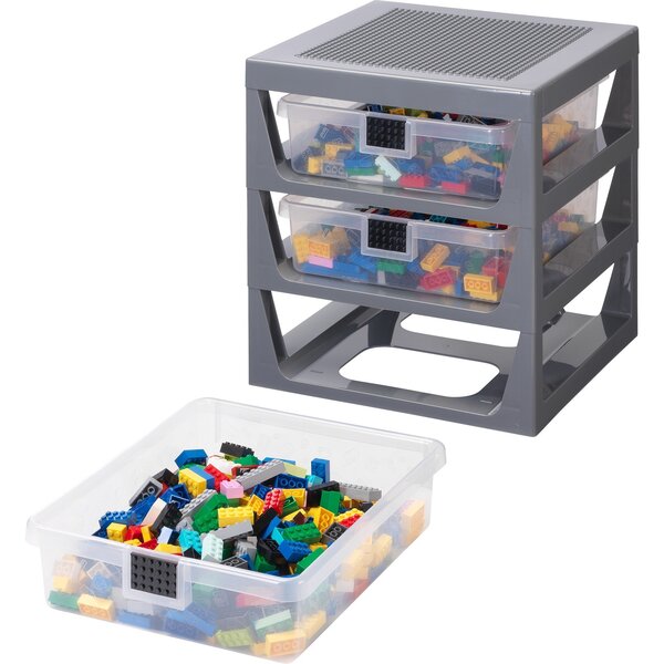 Room Copenhagen LEGO drawer shelf set of 3, storage box (grey)