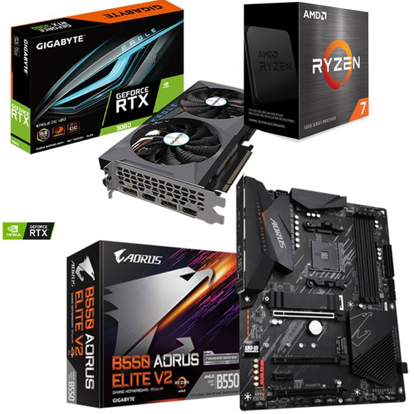 Gigabyte GeForce RTX 3060 EAGLE OC 12G + AMD Ryzen 7 5800X + Gigabyte B550 AORUS Elite V2 ATX (Upgrade package)
