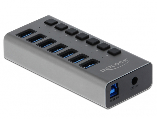 External USB 3.0 Hub with 7 Ports + Switch