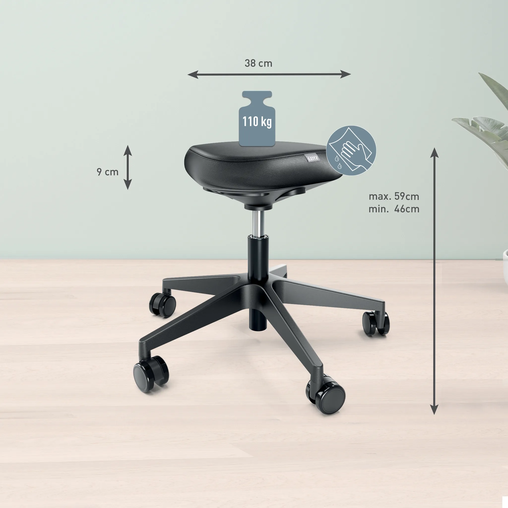 Leitz Ergo wobble - sitting stool, Black