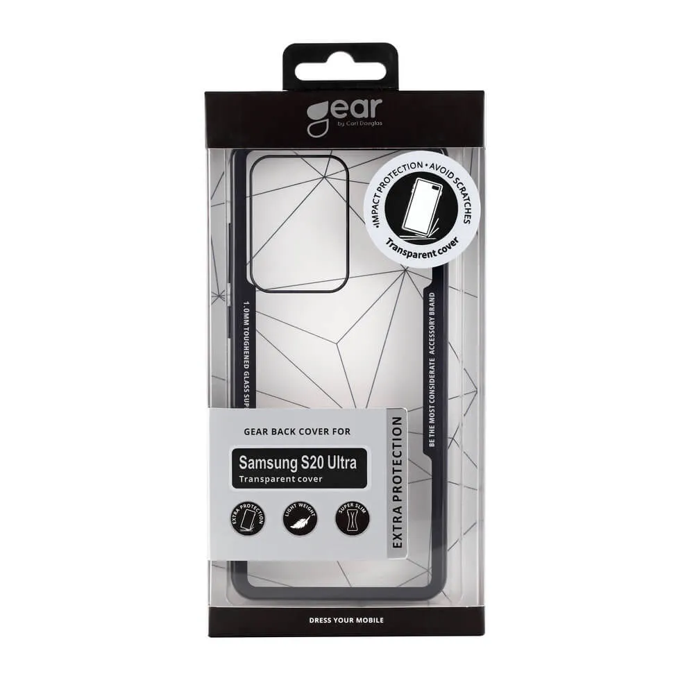 GEAR Tempered Glass Case, Galaxy S20 Ultra -suojakuori, Musta