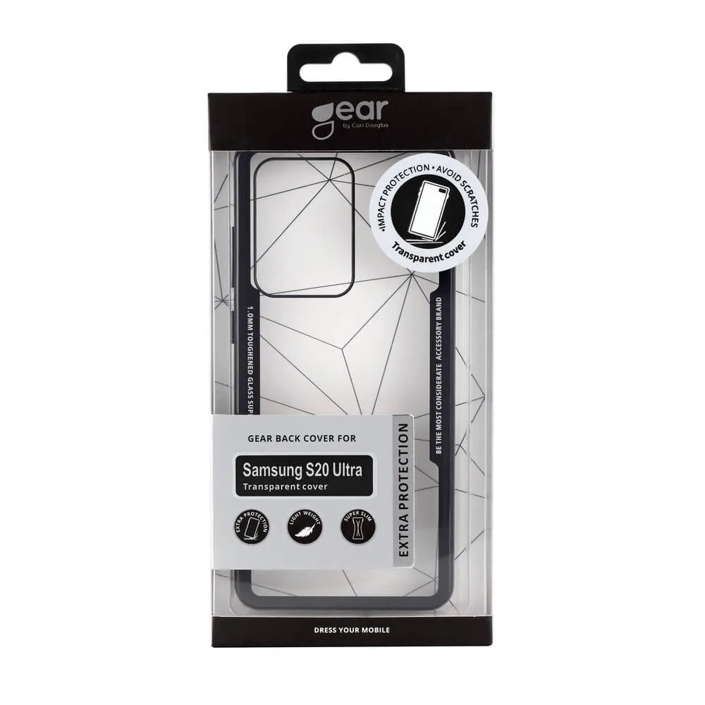 GEAR Tempered Glass Case, Galaxy S20 Ultra -suojakuori, Musta