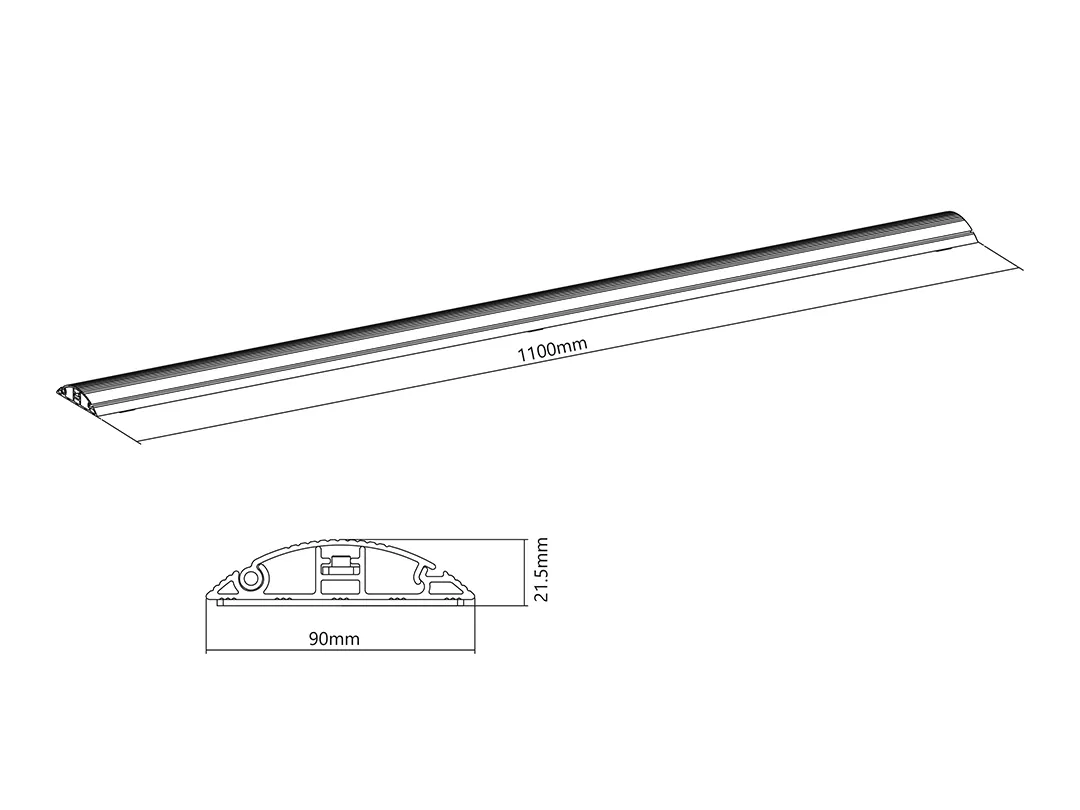 M Cable Cover Floor Aluminum - 139mm W - 1100mm L