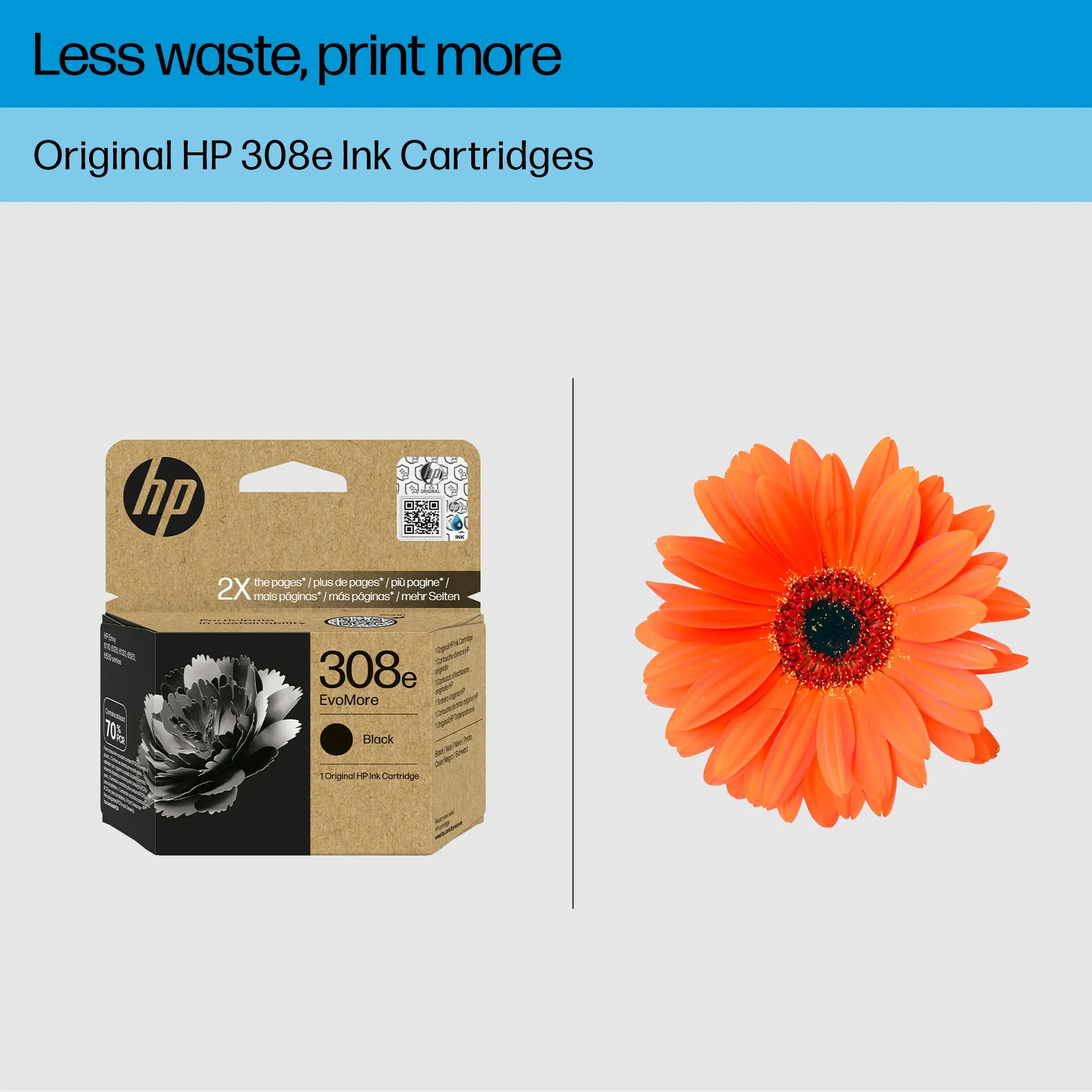 HP 308e EvoMore Black Original Ink Cartridge