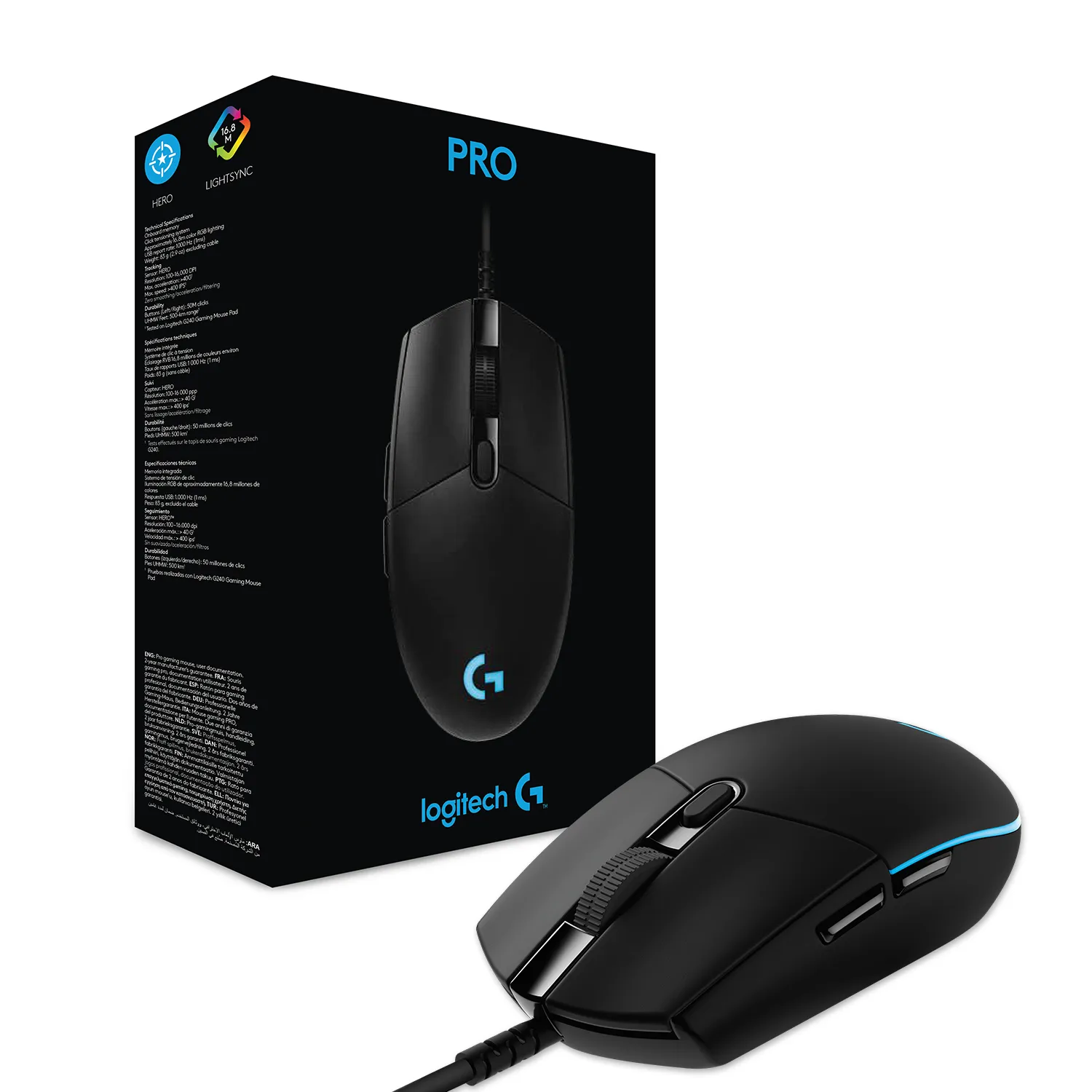 Logitech PRO HERO - gaming mouse, black