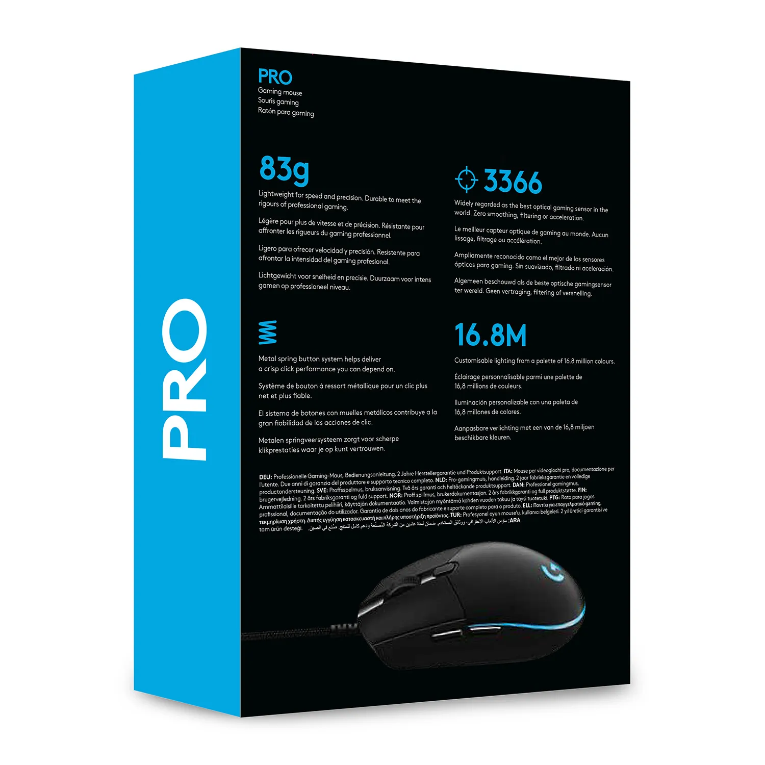 Logitech PRO HERO - gaming mouse, black