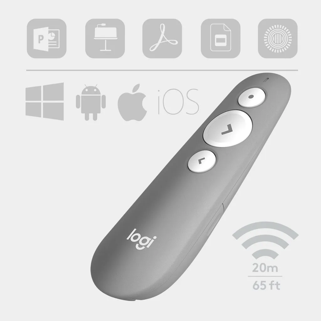 Logitech R500 Laser Presentation Remote, mid grey
