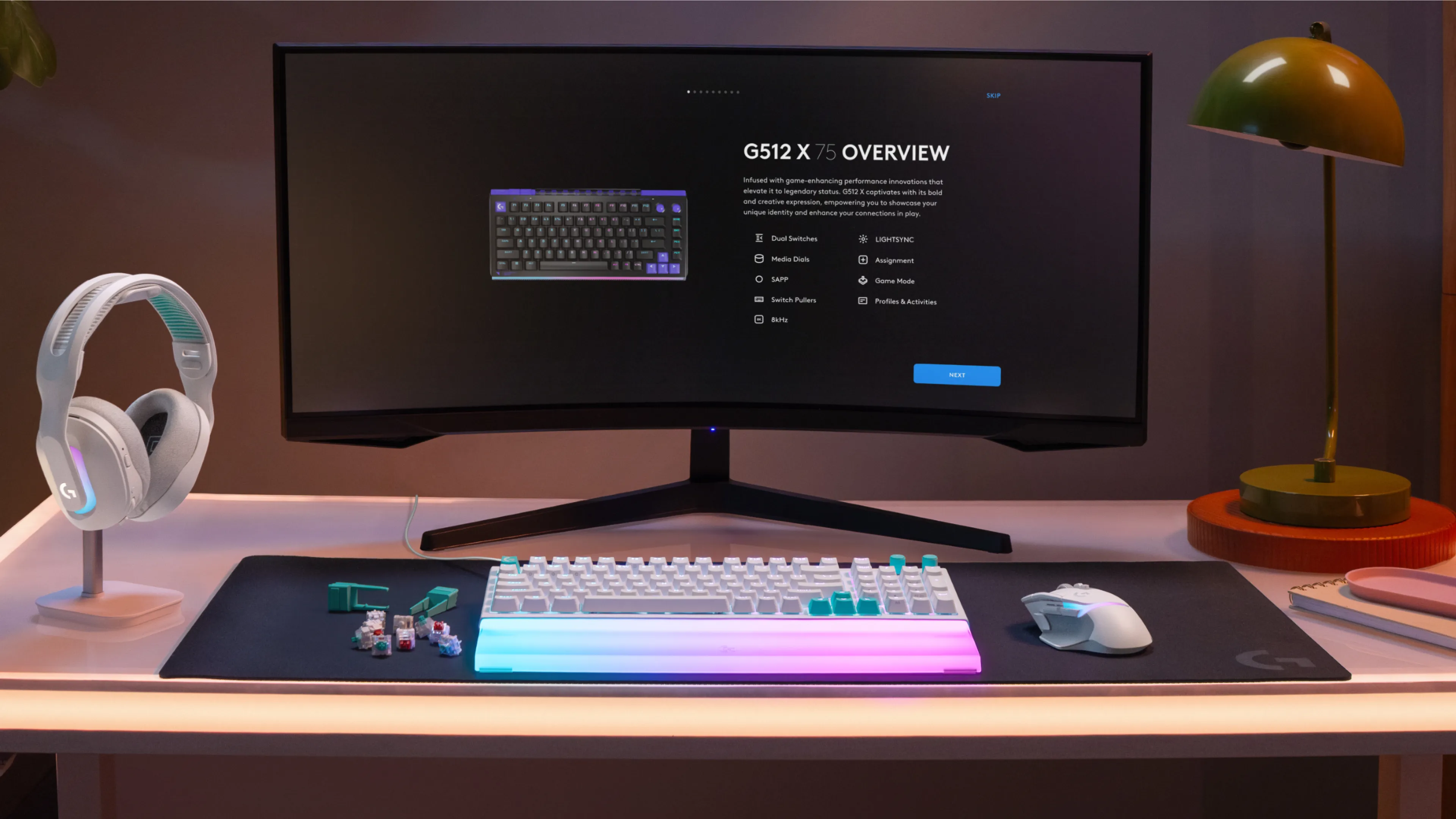 Logitech G512 X Palm Rest 98 -ergonominen pelirannetuki, l&auml;pin&auml;kyv&auml;