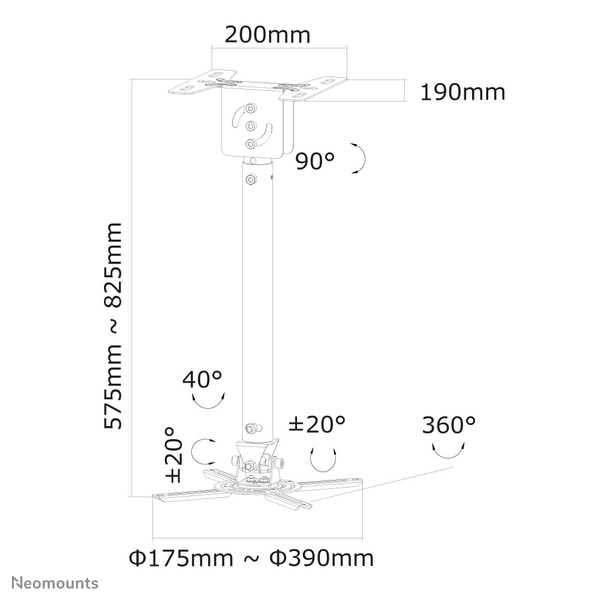 PROJECTOR CEILING MOUNT UNIVERSAL ADJUST. 35-87CM