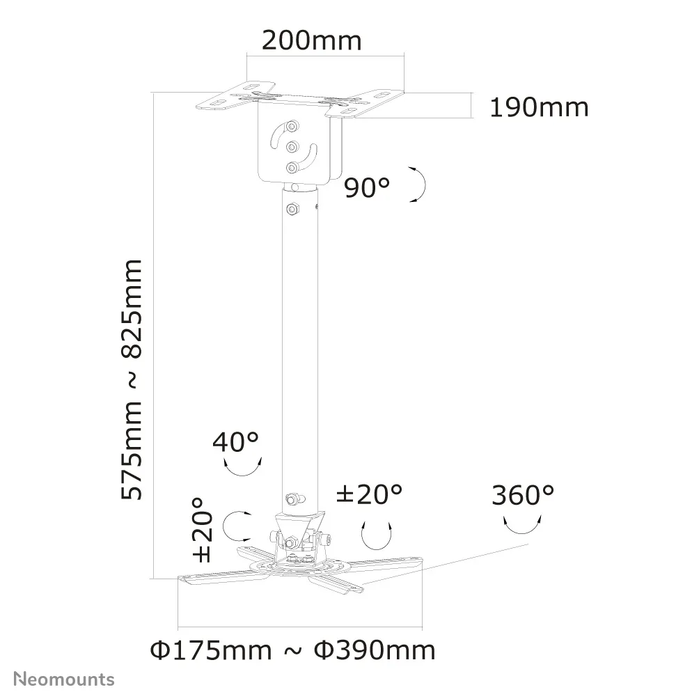 PROJECTOR CEILING MOUNT UNIVERSAL ADJUST. 35-87CM PROJECTOR CEILING MOUNT UNIVERSAL ADJUST. 35-87CM