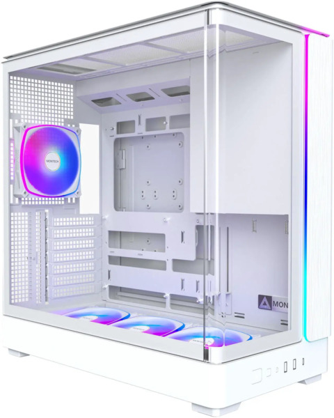 MONTECH KING 45 PRO (W) -t&auml;ystornikotelo ikkunalla ja RGB-valaistuksella, valkoinen