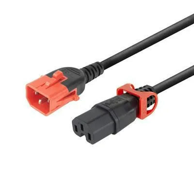 MicroConnect C14 IEC Lock+ - C15 IEC Lock+ - virtajohto, 1 m, musta