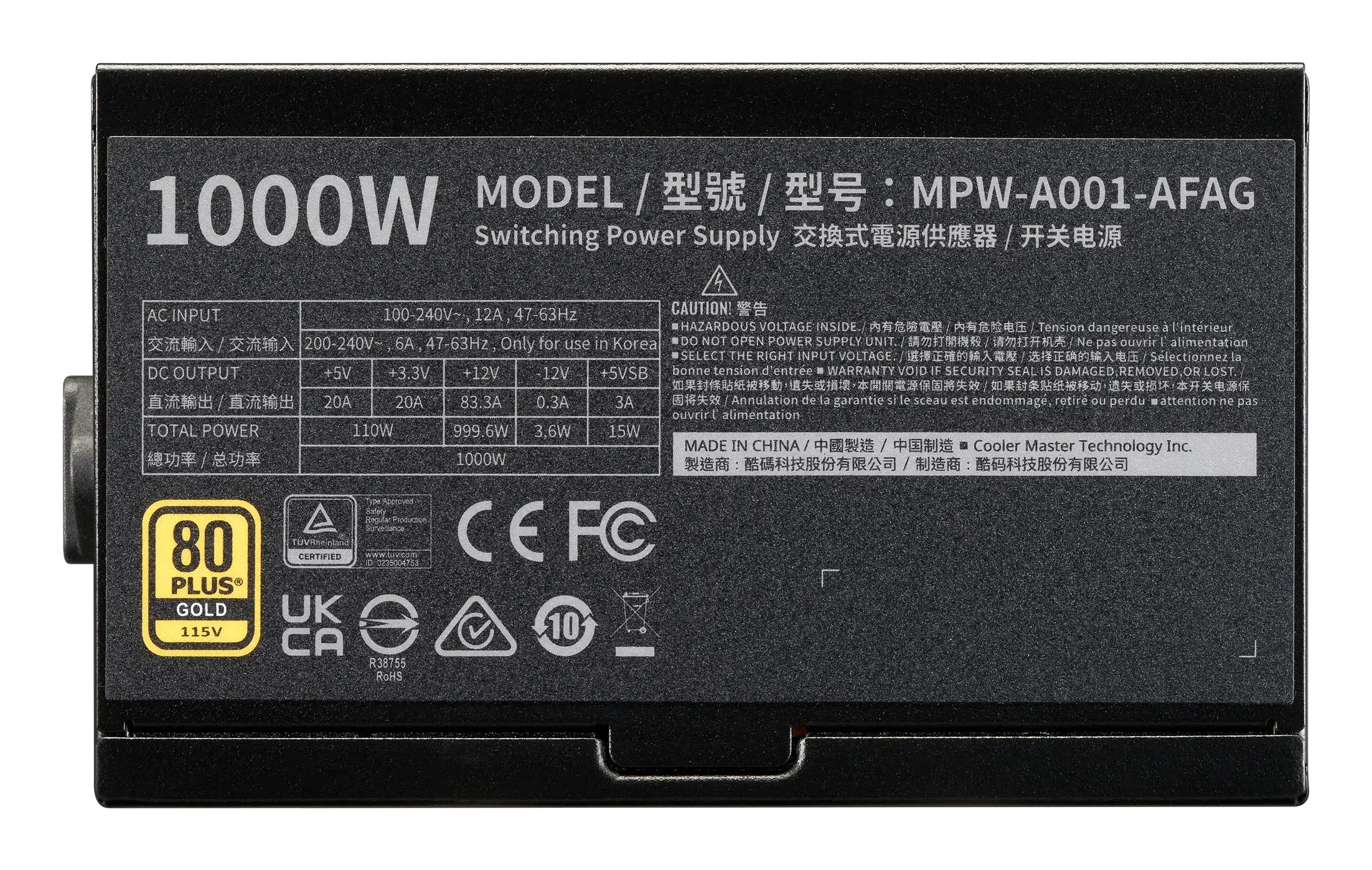 Cooler Master ELITE FM 1000W - PSU, 80 Plus Gold