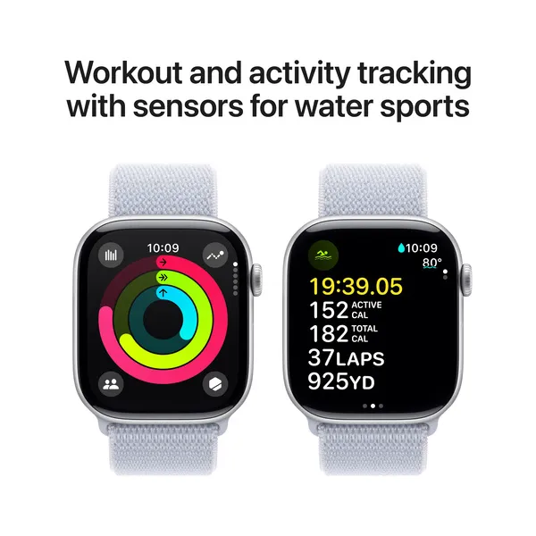 APPLE Watch Series 10 GPS 46mm Silver Aluminium Case with Blue Cloud Sport Loop