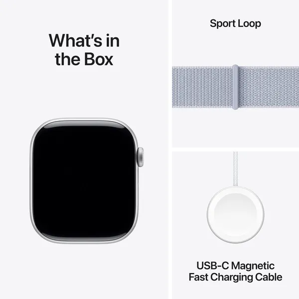APPLE Watch Series 10 GPS 46mm Silver Aluminium Case with Blue Cloud Sport Loop