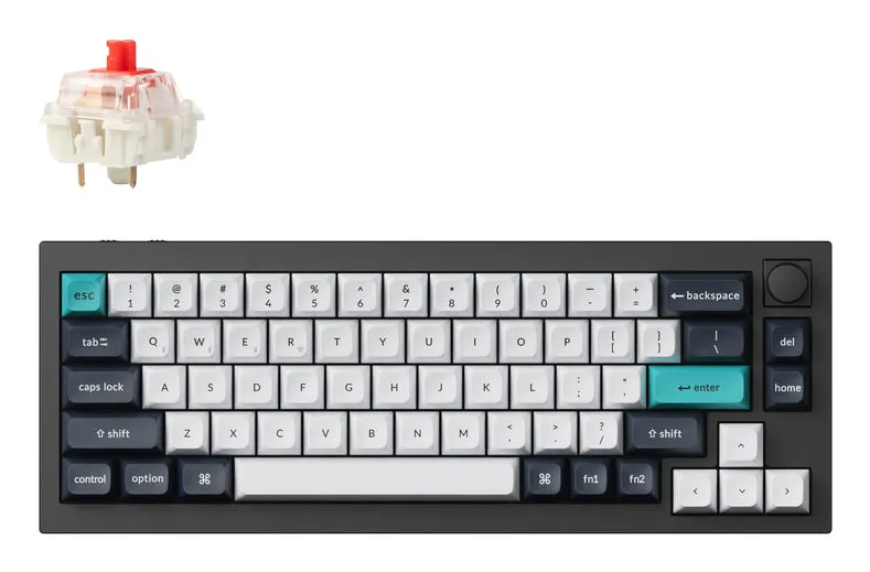 Keychron Q2 MAX 65% Knob QMK/VIA Gateron Jupiter Red -langaton näppäimistö, Musta