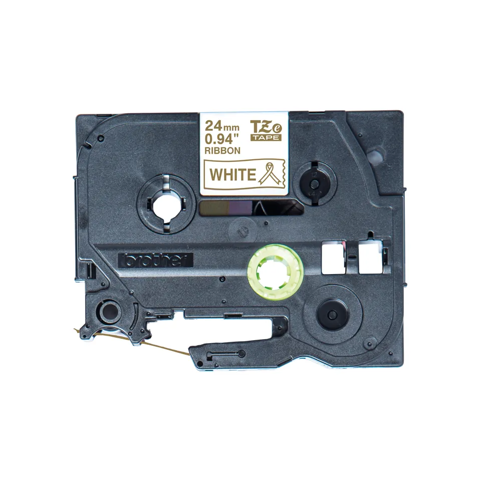 24 mm gold on white satin ribbon (4 meter)