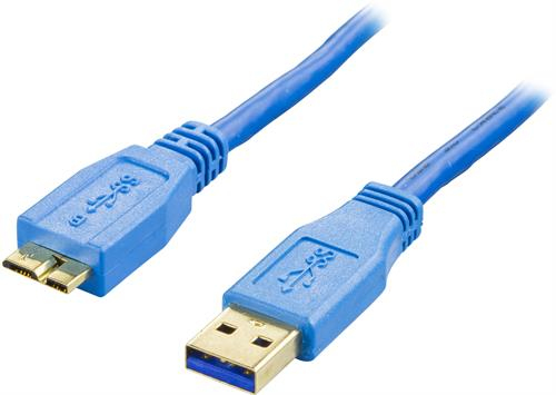 DELTACO USB 3.0 kaapeli Tyyppi A uros-Tyypp Micro B uros, 0,5m,sininen