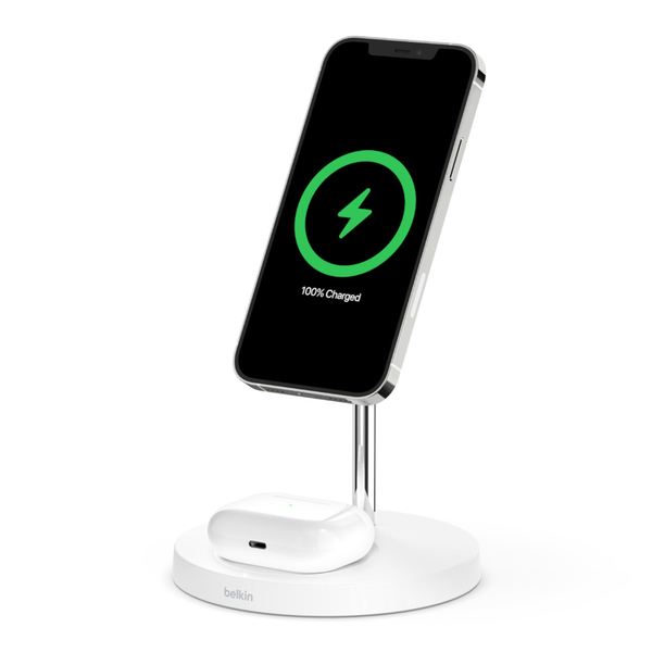 BOOST CHARGE PRO MagSafe 2-in-1 Wireless Charger Stand, Whit