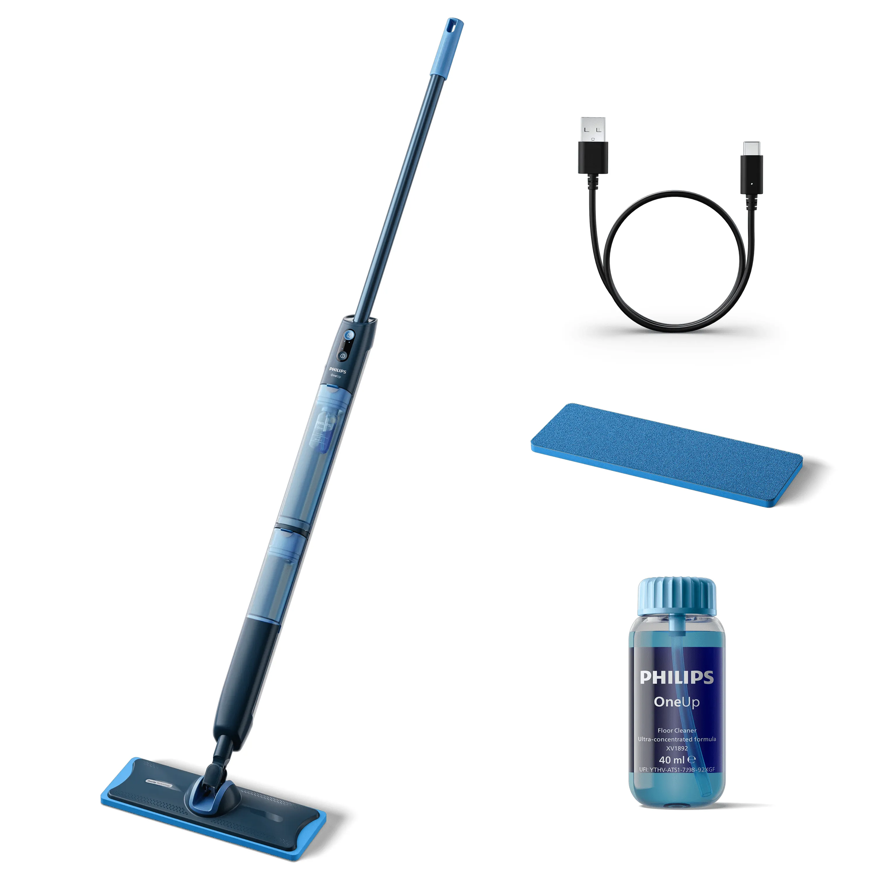 Philips OneUp 5000 Series sladdl&ouml;s elektrisk mopp, bl&aring;