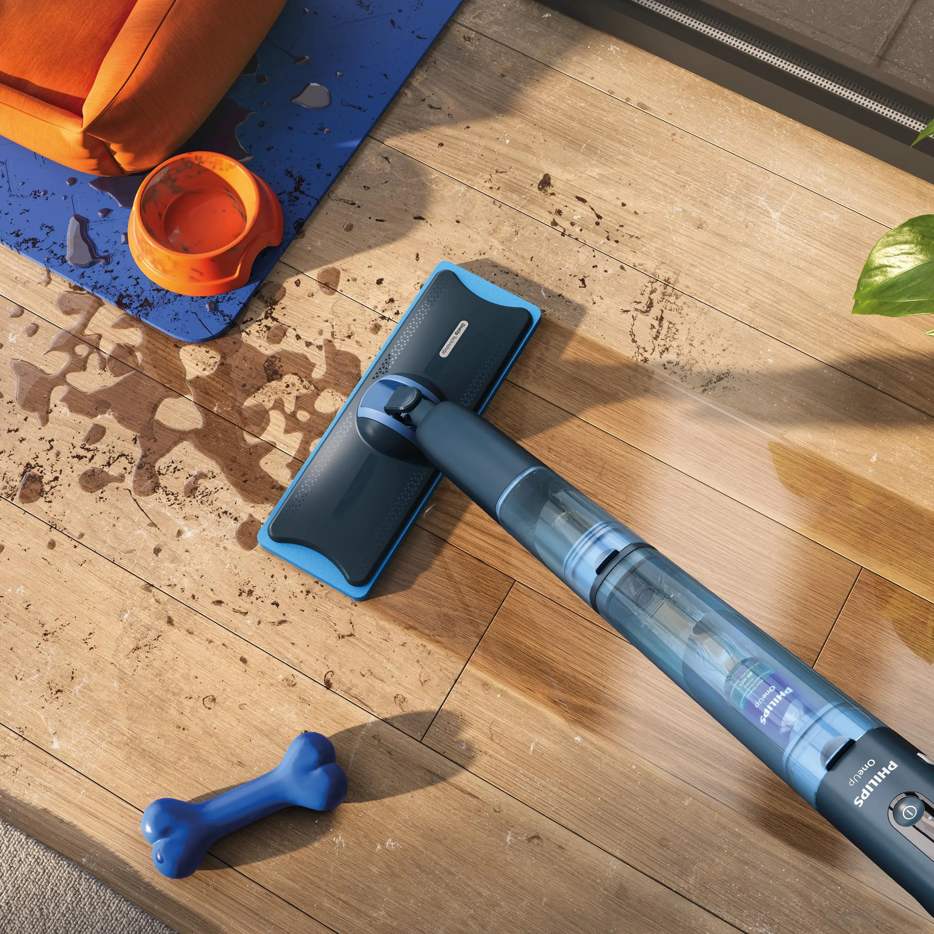 Philips OneUp 5000 Series sladdl&ouml;s elektrisk mopp, bl&aring;