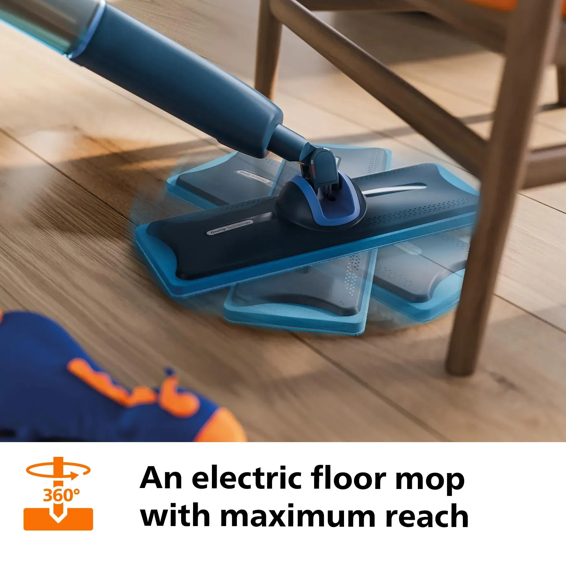 Philips OneUp 5000 Series sladdl&ouml;s elektrisk mopp, bl&aring;