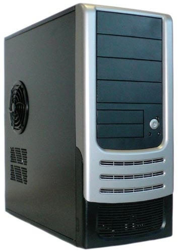 Compucase miditowerkotelo ei virtal&auml;hdett&auml;, 4x5,25" 7x3,5" musta/hopea