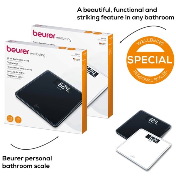 Beurer GS 400 Signature Line Bathroom Scale, White, 200 kg
