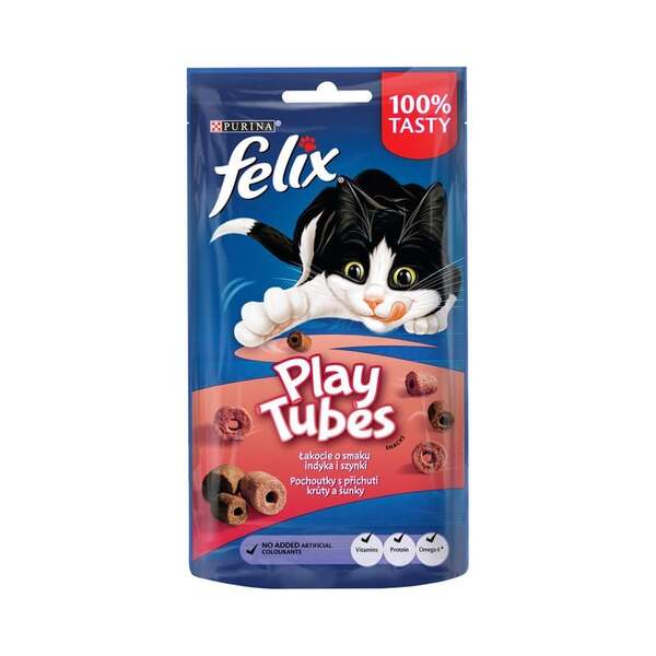Purina Felix Play Tubes Turkey &amp; Ham, Dry food for cats, Adult, 50g