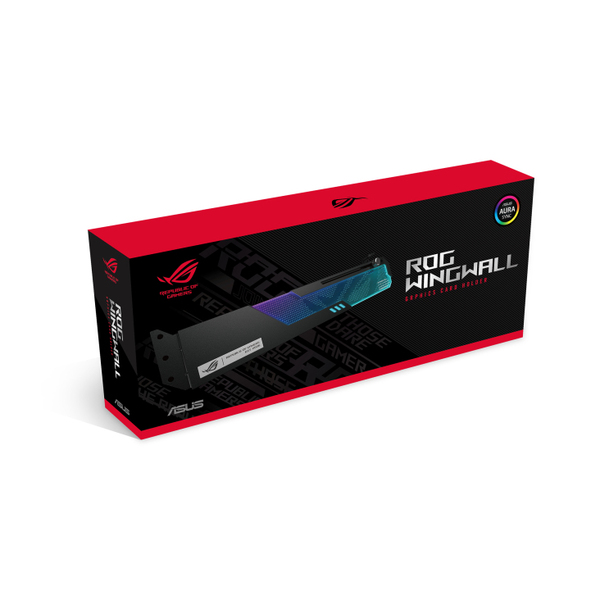 ASUS ROG Wingwall Graphics Card Holder Aura Sync RGB lighting Aluminum structure Universal GPU Support