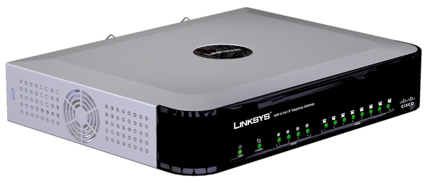 Cisco Small Business 8-Port Telephony Gateway. 8 kpl RJ11 FXS-porttia analogisille puhelimille tai vaihtoehtoisesti yksi multi-port RJ21 50-pin liiitynt&auml;. Omina