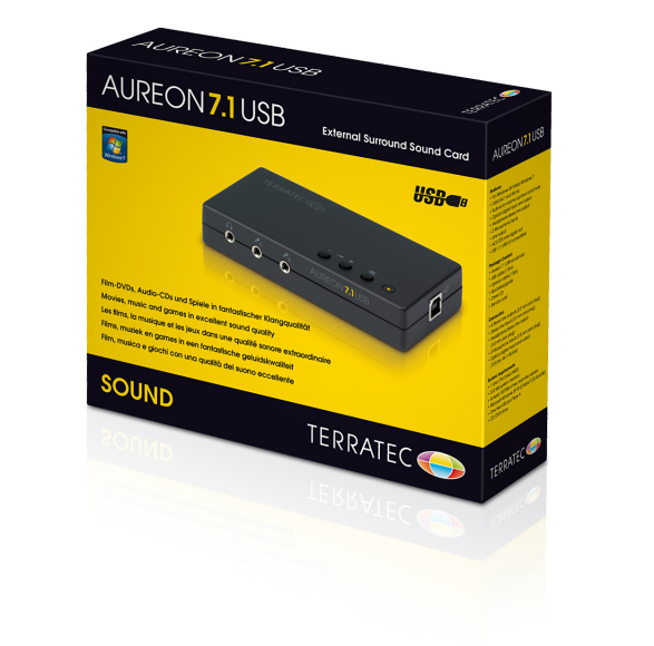 TerraTec Aureon 7.1 USB MKII, USB-&auml;&auml;nikortti, 3,5mm &amp; optiset liitok
