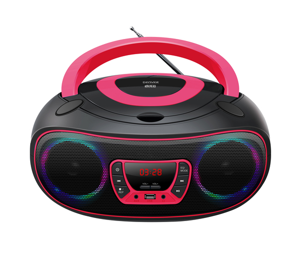 Boombox FM-Radio CD USB Bluetooth TCL-212BTP Svart/Rosa