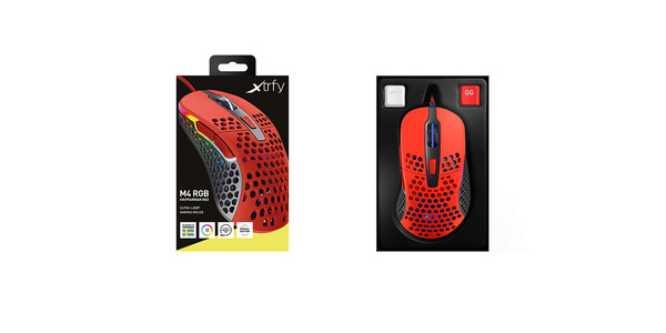 XTRFY M4 RGB Wired Gaming Mouse, Kripparrian Red