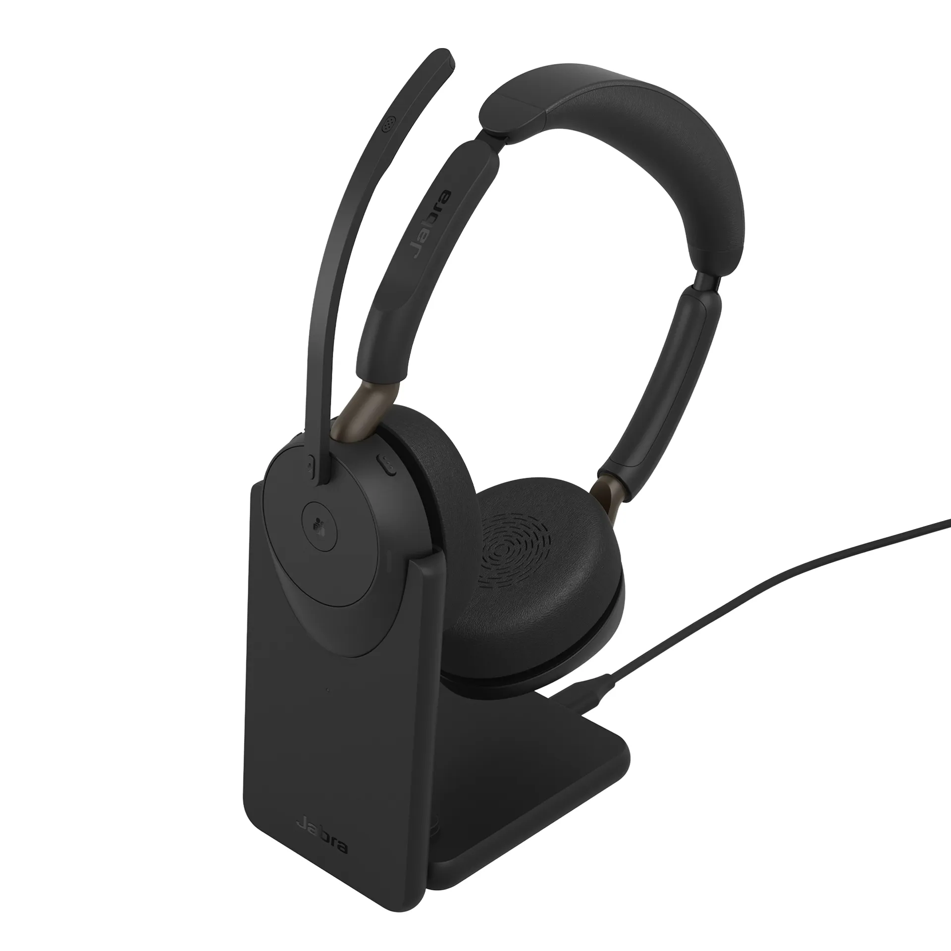 Jabra Evolve3 65 MS Wireless Stereo Headset with USB-A adapter and charging stand, Black
