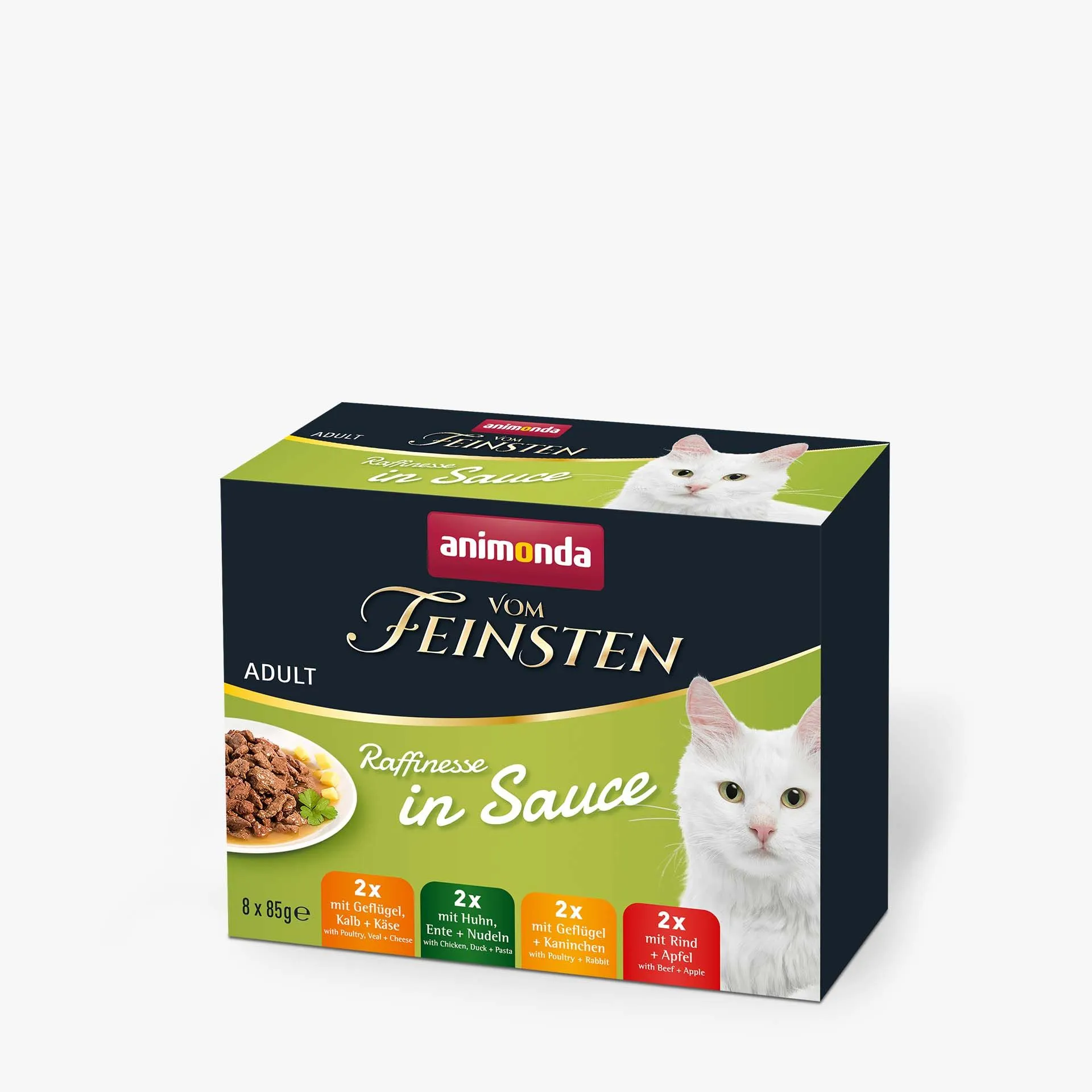 Animonda Vom Feinsten Adult Raffinesse in Sauce Mixpack, Kissan märkäruoka, 8 x 85 g