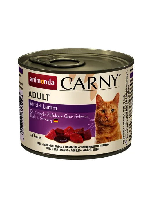 Animonda Carny Adult Beef & Lamb, Wet food for cats, 200g
