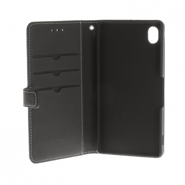 Insmat Flip Case, Sony Xperia M4 Aqua - Wallet Case, Black