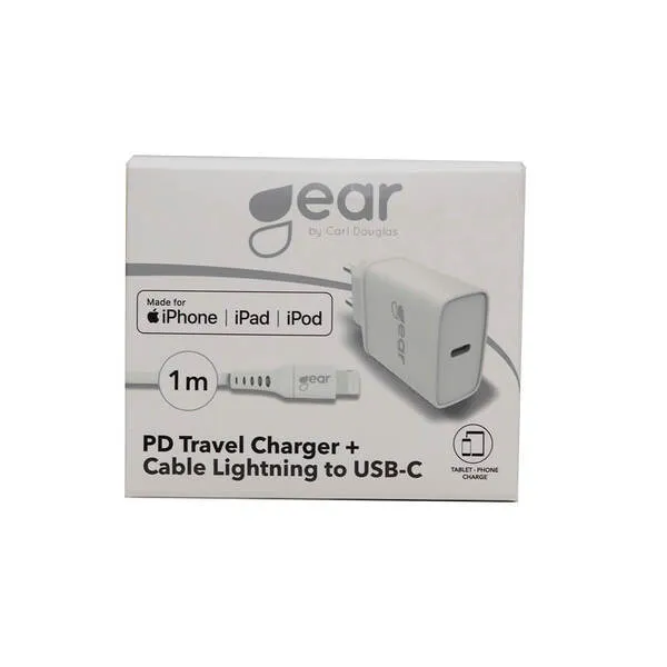 GEAR Charger 220V 1xUSB-C PD 20W Cable Lightning for USB-C MFI C94