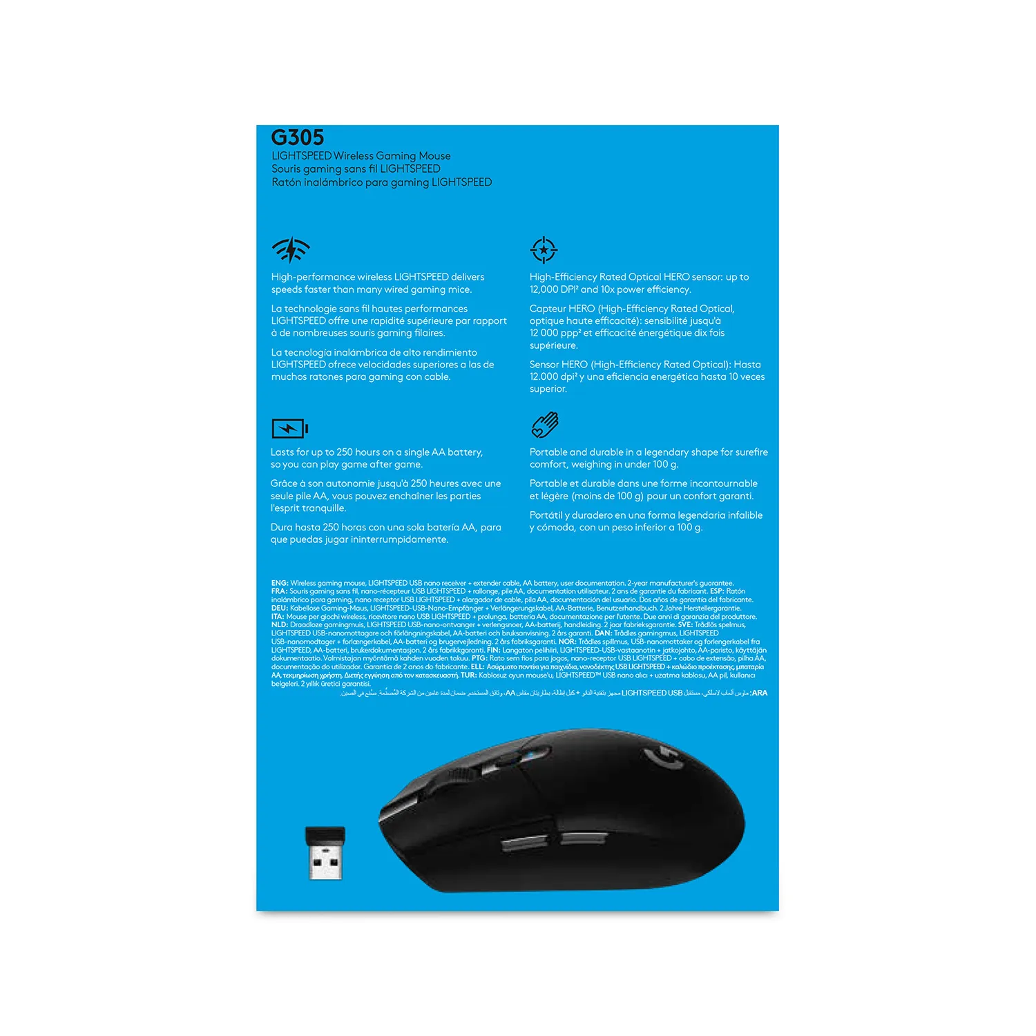Logitech G305 Lightspeed -langaton pelihiiri, musta