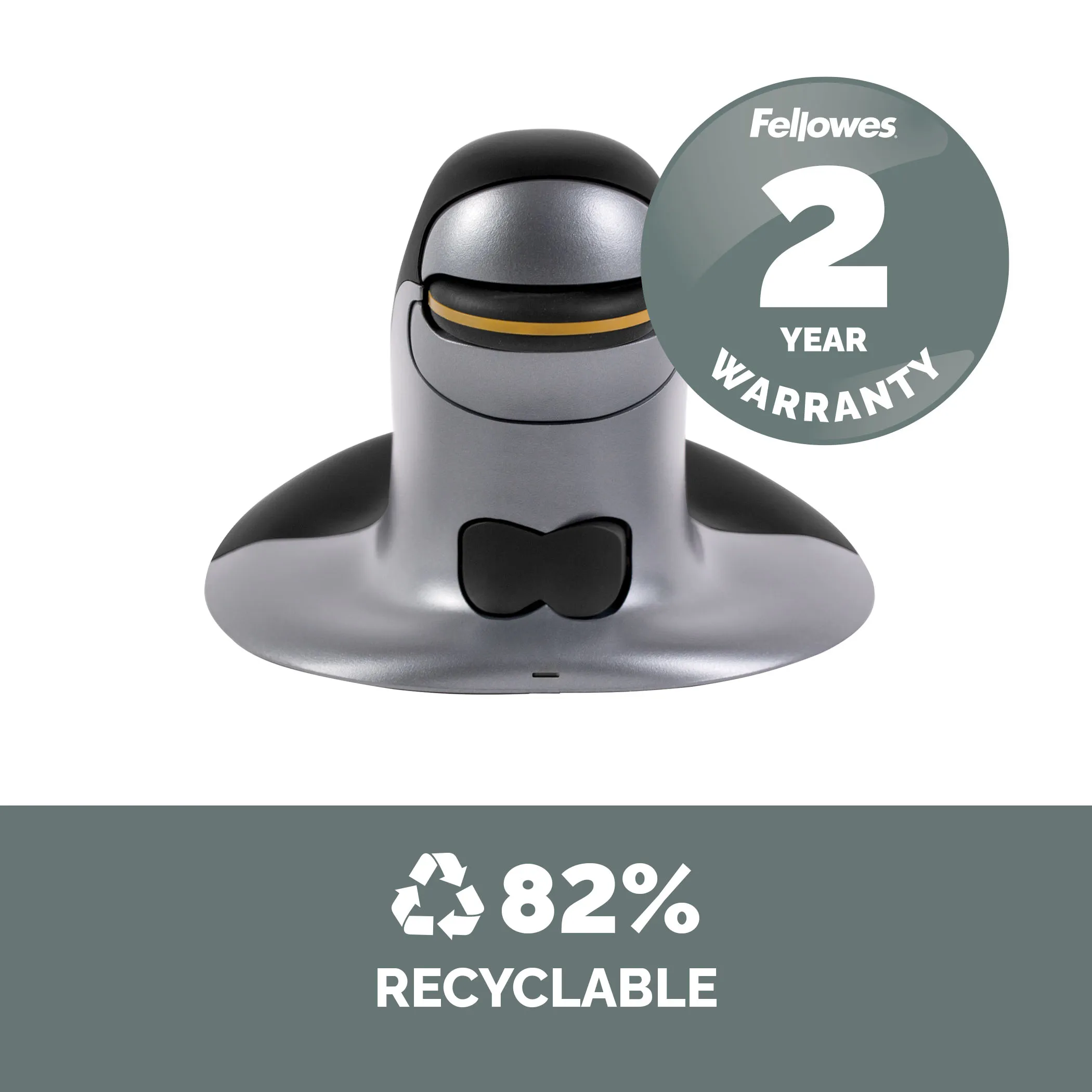 Fellowes Penguin Medium Wireless Ergonomic Mouse, Black