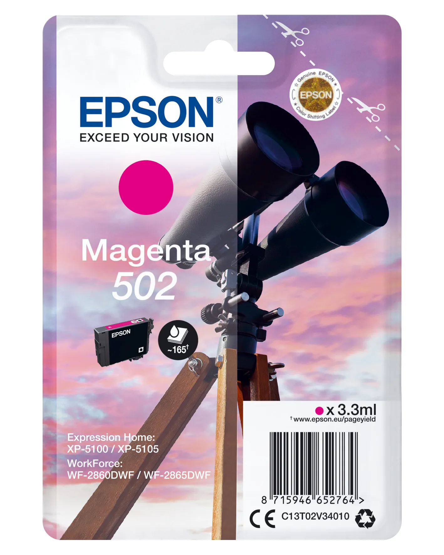 Epson 502 Ink cartridge, 3.3 ml, Magenta