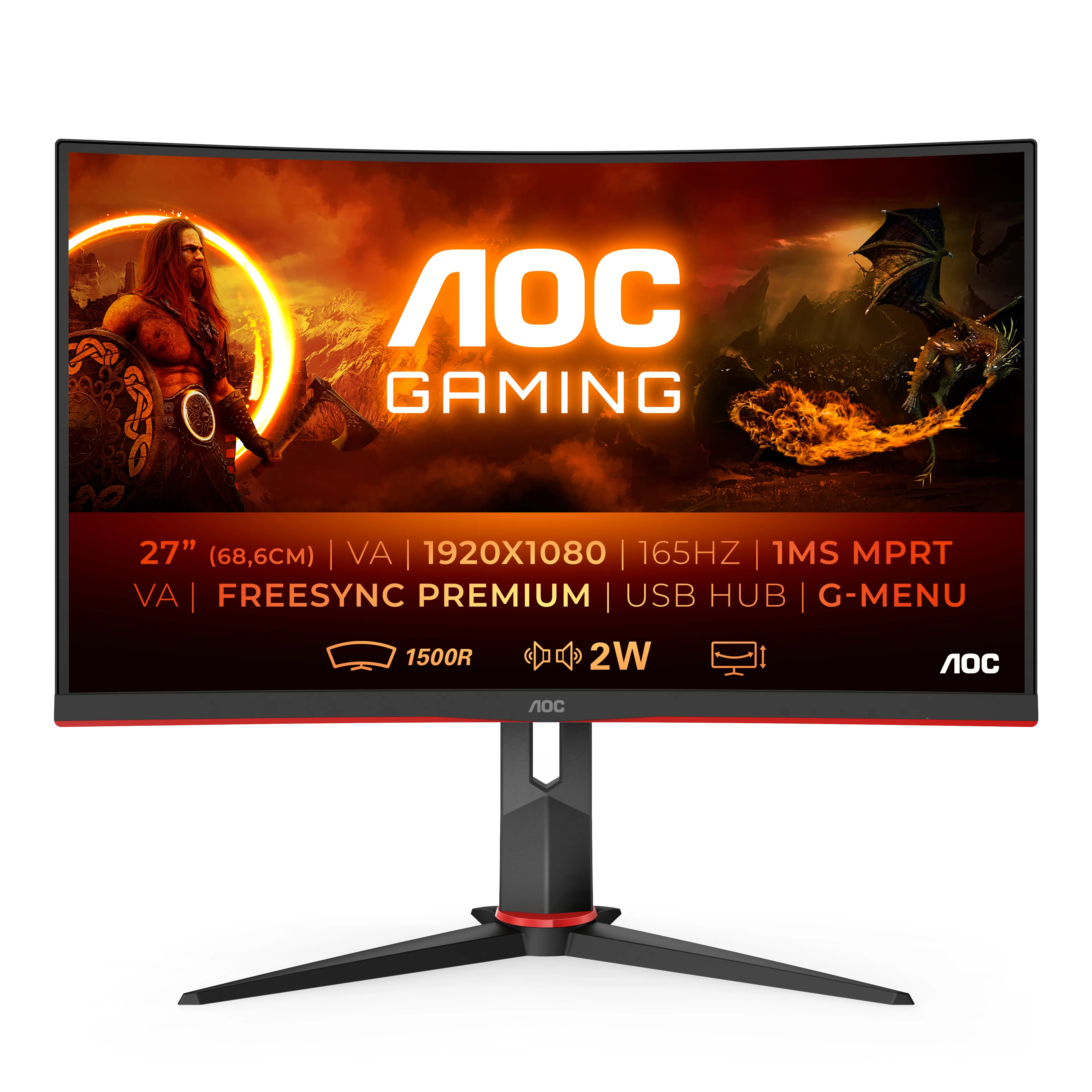 AOC 27" C27G2U/BK, Full HD, VA - curved gaming monitor