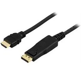Deltaco DisplayPort – HDMI - kabel, 3 m, Svart